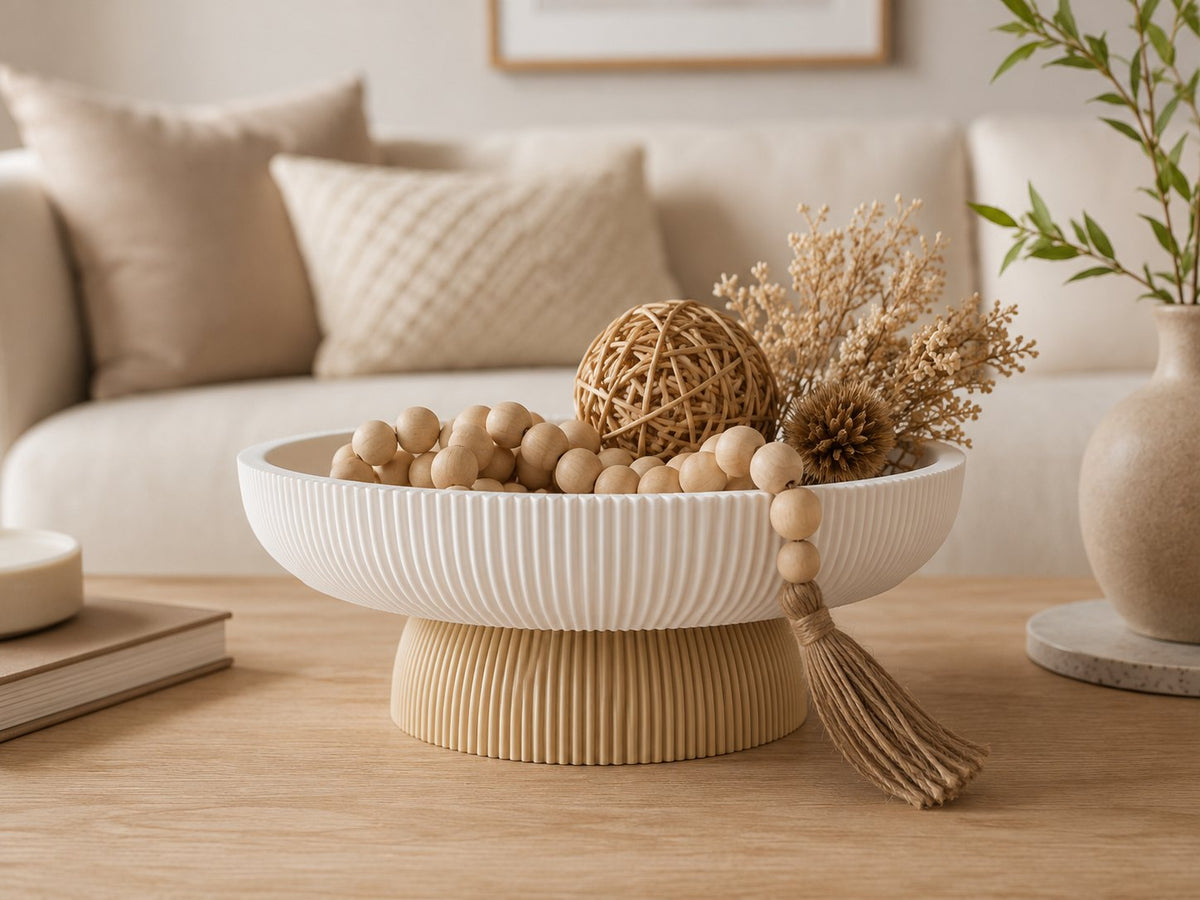 Ribbed pedestal fruit bowl, view 7 of 9