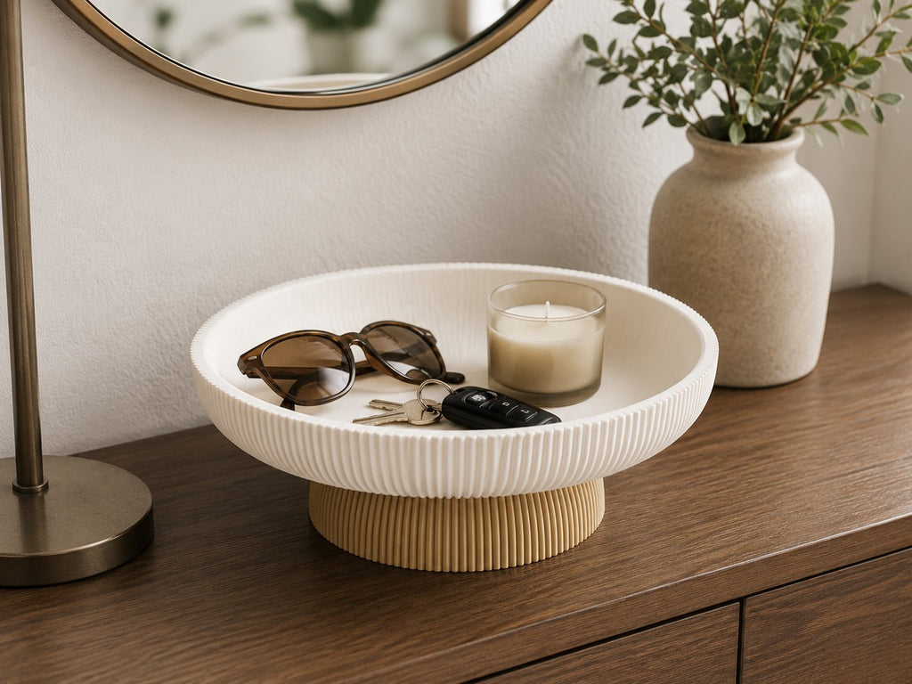 Ribbed pedestal fruit bowl, view 8 of 9