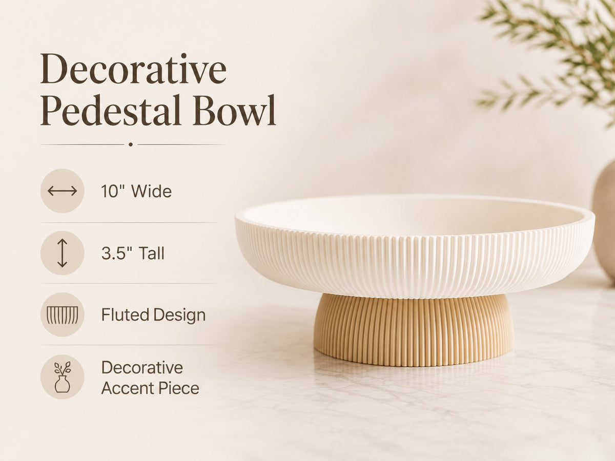 Ribbed pedestal fruit bowl, view 9 of 9